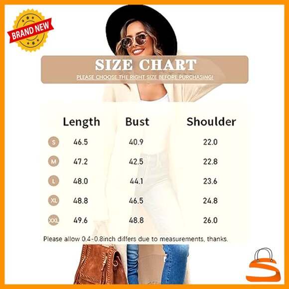 Oversized Open Front Knit Cardigan Duster Coat Chunky Soft Cozy Layering - Picture 5 of 7